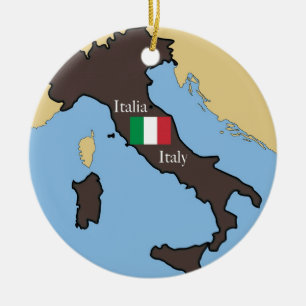 Ornamento De Cerâmica Mapa e bandeira de Italia