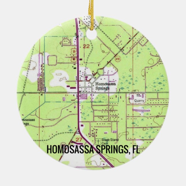 Ornamento De Cerâmica Mapa FL de Primaveras de Homosassa (Traseira)