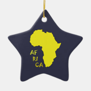 Ornamento De Cerâmica Mapa Funky Amarelo da África