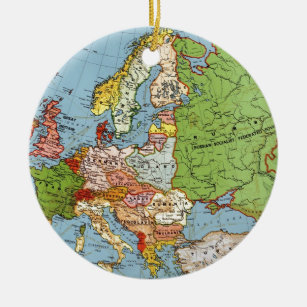 Ornamento De Cerâmica Mapa geral do século XX de Europa do vintage
