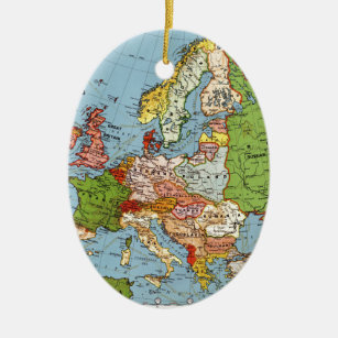 Ornamento De Cerâmica Mapa geral do século XX de Europa do vintage