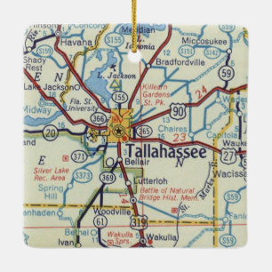 Ornamento De Cerâmica Mapa Histórico do Tallahassee