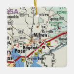 Ornamento De Cerâmica Mapa Milton Florida<br><div class="desc">Milton Flórida Enfeites de natal com mapa de estradas vintage.</div>