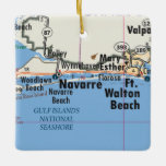 Ornamento De Cerâmica Mapa Navarre Florida<br><div class="desc">Enfeites de natal Navarre Flórida com mapa de estradas vintage.</div>