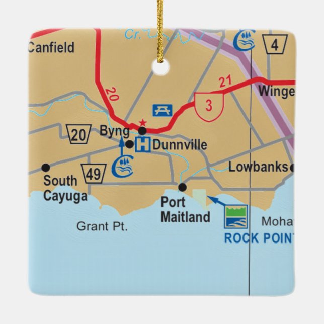 Ornamento De Cerâmica Mapa Ontário de Dunnville (Verso)