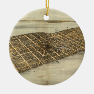 Ornamento De Cerâmica Mapa pictórico do vintage de Madison Wisconsin