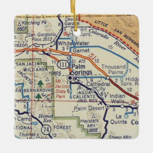 Ornamento De Cerâmica Mapa Retroativo da CA do Palm Primavera