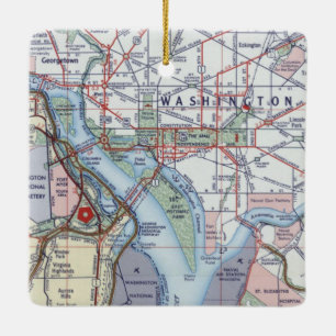 Ornamento De Cerâmica Mapa Retroativo do Pentágono em Washington DC