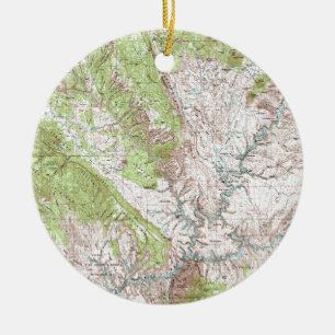 Ornamento De Cerâmica mapa topográfico de 1 x 2 graus
