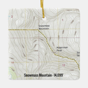 Ornamento De Cerâmica Mapa Topográfico de Montanha Snowmass