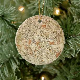 Ornamento De Cerâmica Mapa Vintage Celestial Planisphere por Joseph Moxo
