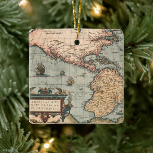 Ornamento De Cerâmica Mapa Vintage da América do Norte