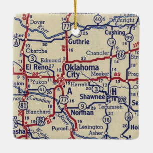 Ornamento De Cerâmica Mapa Vintage de Oklahoma City