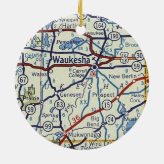 Ornamento De Cerâmica Mapa Vintage de Waukesha