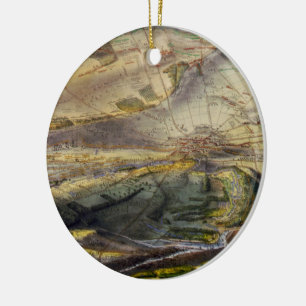 Ornamento De Cerâmica Mapa Vintage do Campo de Batalha de Gettysburg (18