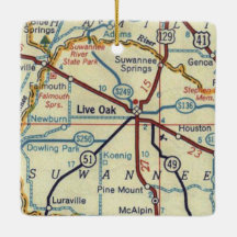 Mapa Vintage do Live Oak Florida