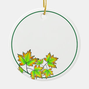 Ornamento De Cerâmica Mapeando laranja verde-amarelo-claro personalizáve