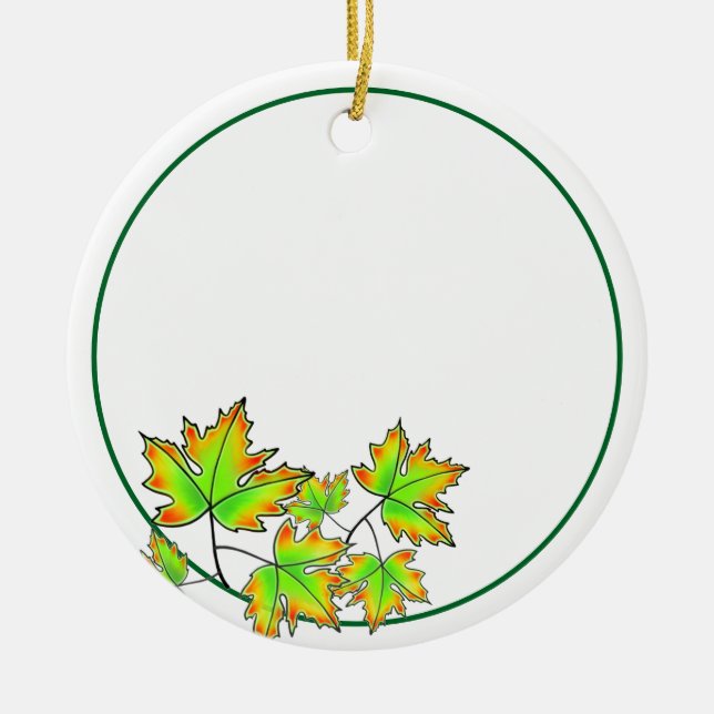 Ornamento De Cerâmica Mapeando laranja verde-amarelo-claro personalizáve (Frente)