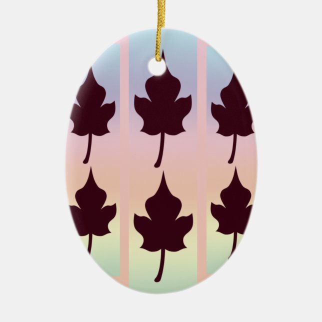 Ornamento De Cerâmica Maple Leaf com Rainbow - (Frente)