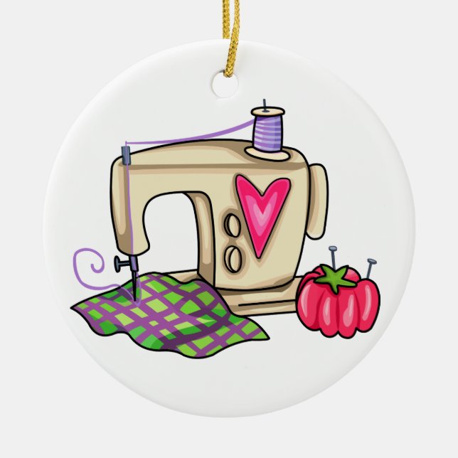 Ornamento De Cerâmica Máquina de costura (Frente)