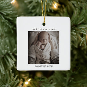 Ornamento De Cerâmica Máquina de Escrever Meu Primeiro Natal & Foto Pers