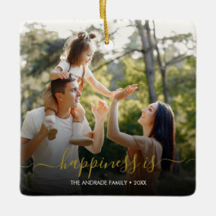 Ornamento De Cerâmica Máquina de escrever minimalista   Duas fotos e tex