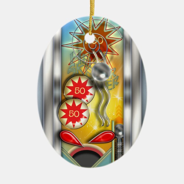 Ornamento De Cerâmica Máquina De Pinball Retro Funny Personalizada (Frente)