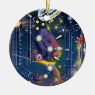 Ornamento De Cerâmica Máquina de Pinball Super Space