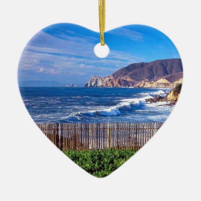 Ornamento De Cerâmica Mar Half Moon Bay Califórnia (Frente)