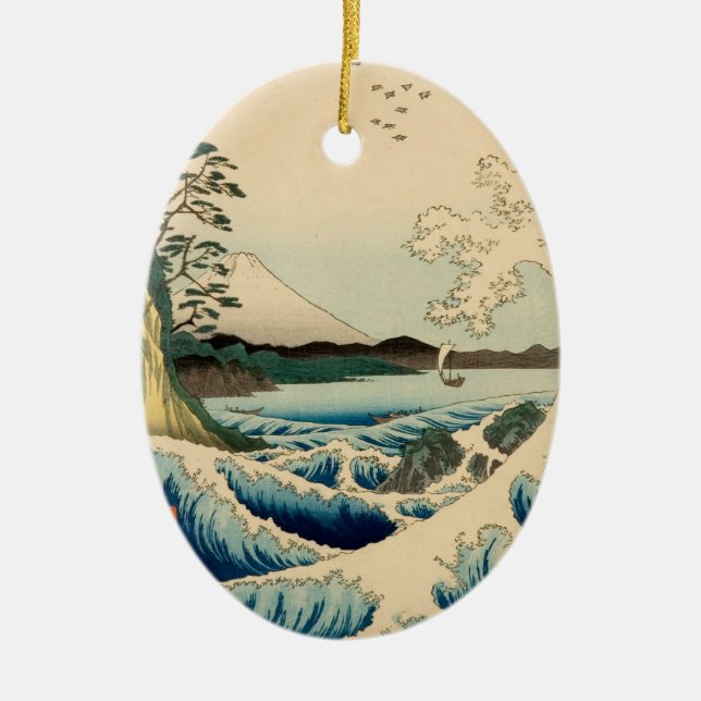 Ornamento De Cerâmica Mar Japonês de Satta Hiroshige Art (Frente)