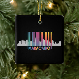 Ornamento De Cerâmica Maracaibo City Barcode Art Latin Pride