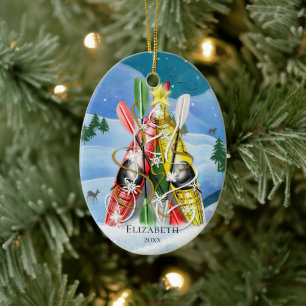 Ornamento De Cerâmica Maravilhas da árvore de Natal do caiaque da
