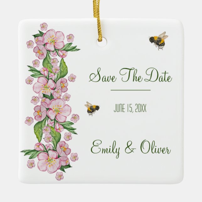 Ornamento De Cerâmica Maravilhosas flores e е de macieiras (Frente)