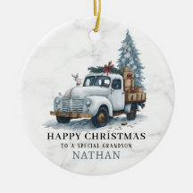 Marble Christmas Truck Cerâmica Ornament