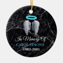 Marble Memorial Halo & Angel Wings