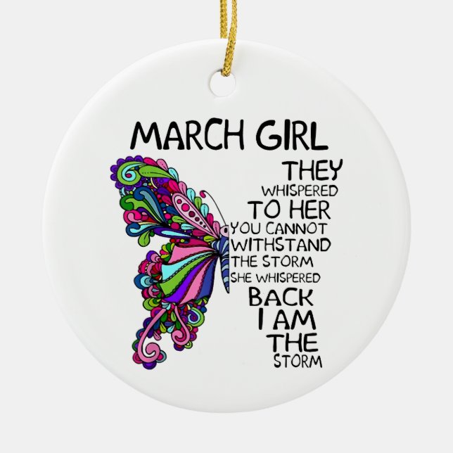 Ornamento De Cerâmica March Girl Ela Sussurrou De Volta Eu Sou Borboleta (Frente)