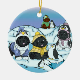 Ornamento De Cerâmica Marcha de Filhotes de Pinguim