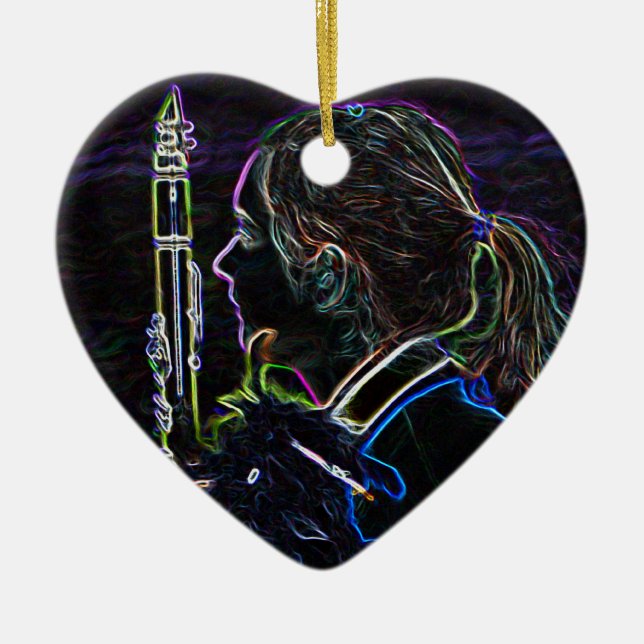 Ornamento De Cerâmica Marching Clarinetist Heart Ornament (Frente)