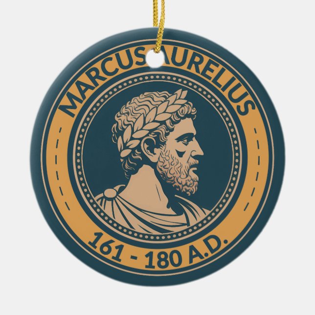Ornamento De Cerâmica Marcus Aurelius Roman Emperor Illustration Badge (Frente)