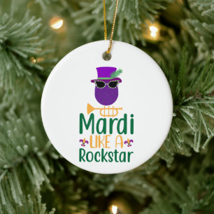 Ornamento De Cerâmica Mardi Como Uma Rockstar Tipografia Personalizada