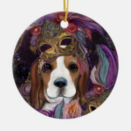 ORNAMENTO DE CERÂMICA MARDI GRAS BEAGLE