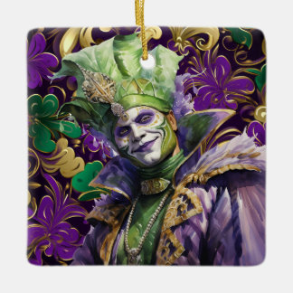 Ornamento De Cerâmica Mardi Gras Jester Porcelain Ornament
