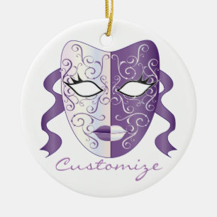 Ornamento De Cerâmica Mardi Gras Máscara Thunder_Cove