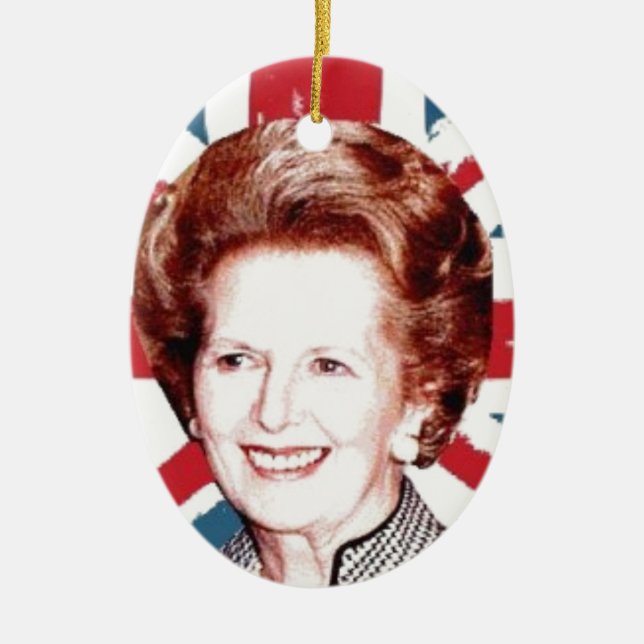 ORNAMENTO DE CERÂMICA MARGARET THATCHER UNIÃO JACK (Frente)