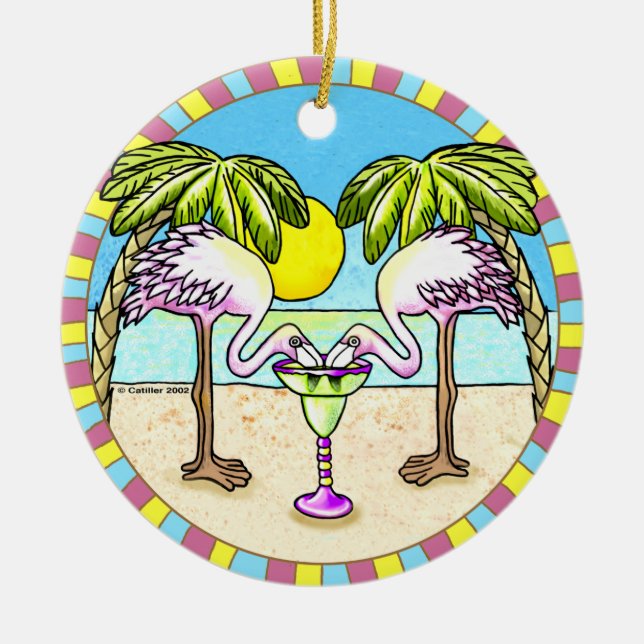 Ornamento De Cerâmica Margarita Flamingo Ornament (Frente)