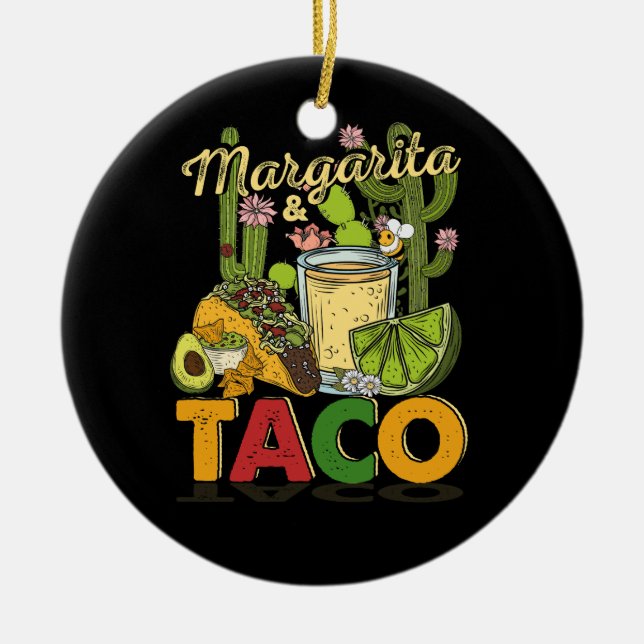 Ornamento De Cerâmica Margarita Tacos Funny Margarita Tequila Drinker Ta (Frente)