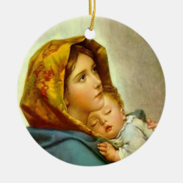 Ornamento De Cerâmica Maria e Jesus Vintage Natal católico