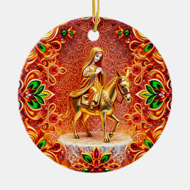 Ornamento De Cerâmica Maria no Donkey ~ século XIX ~ (Frente)