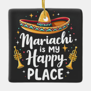 Ornamento De Cerâmica Mariachi é o meu Lugar Feliz México Música Saxofon