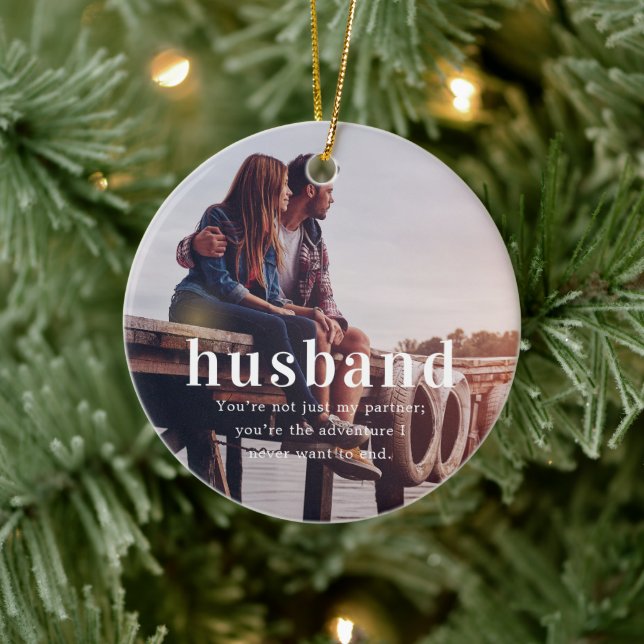 Ornamento De Cerâmica Marido | Presente de Natal com Foto Sentimental (Árvore)